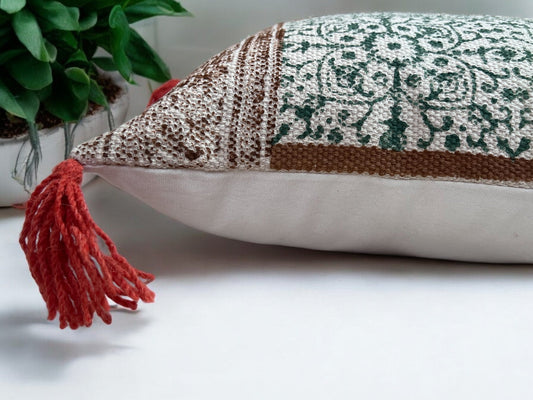 Hand Crafted Throw Pillow With Tassels