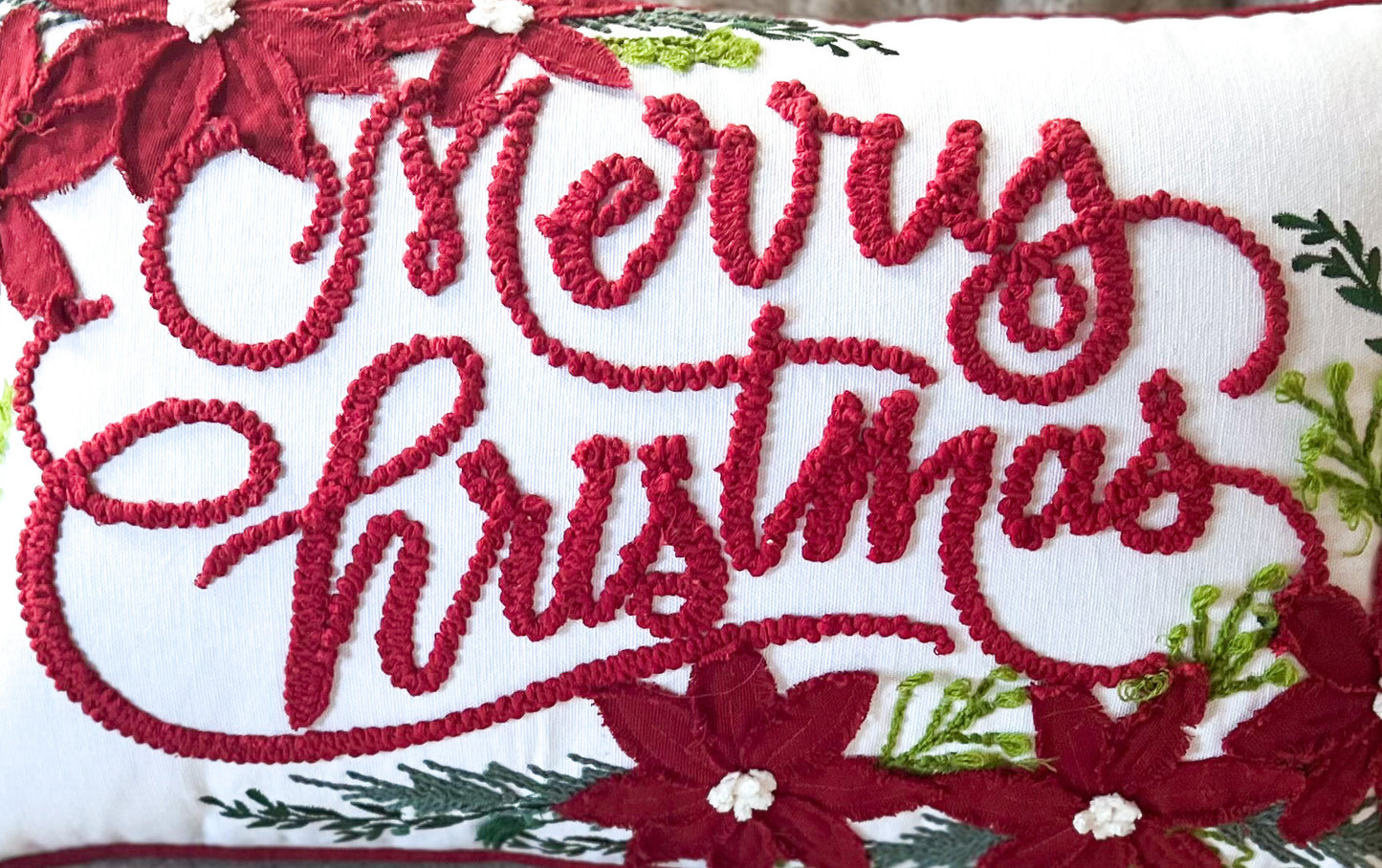 marry christmas throw pillow3D floral embroidered