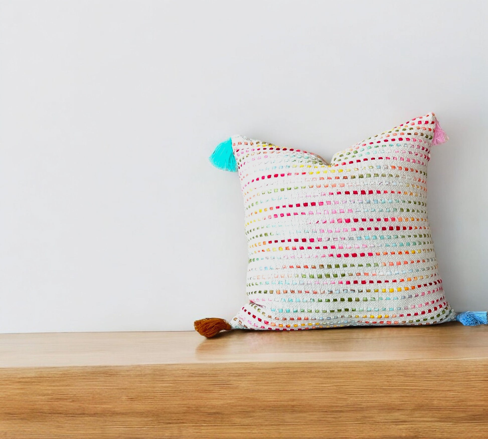 Woven Rainbow Speckled Cotton Pillow Cover - Delightful Cushion Cover