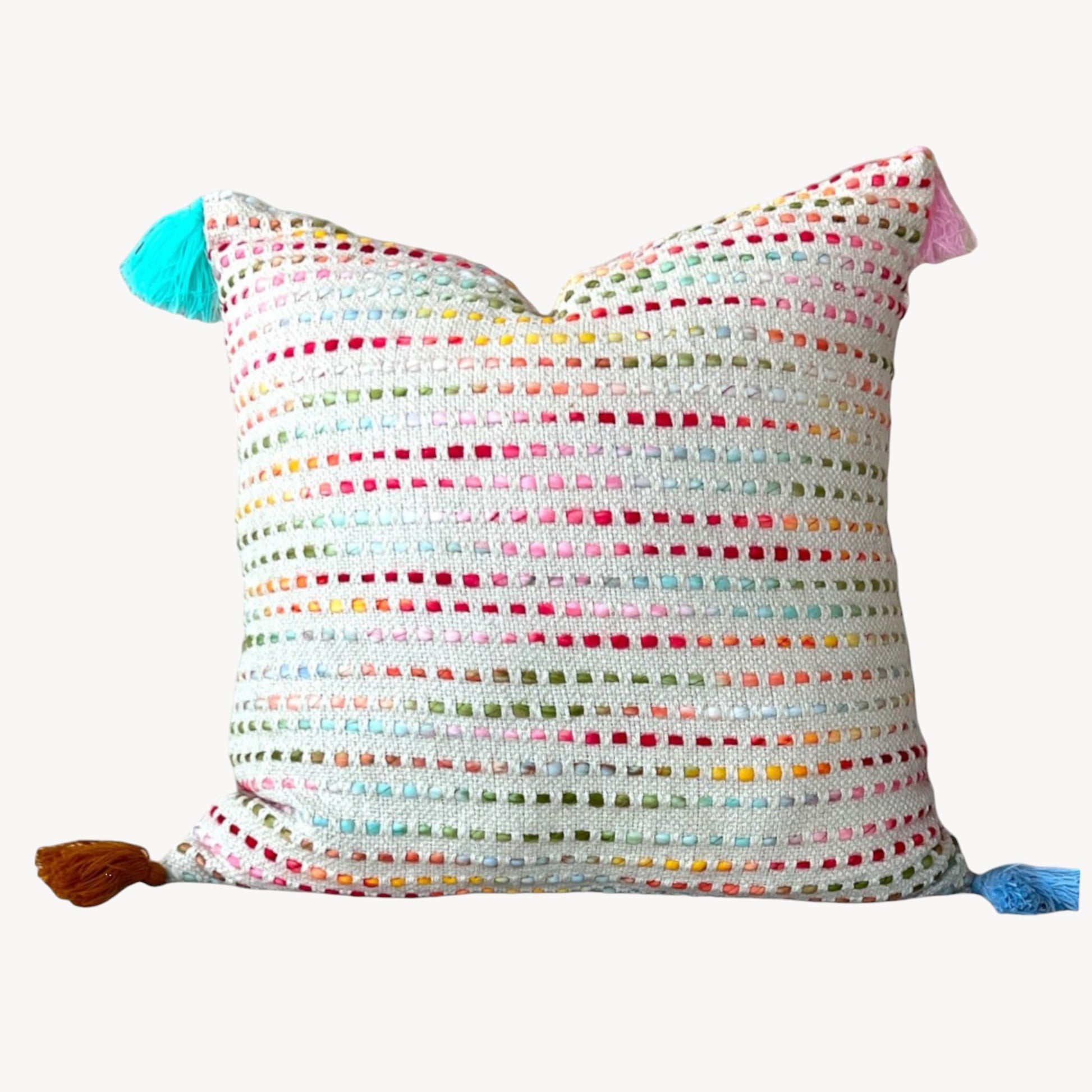 Woven Rainbow Speckled Cotton Pillow Cover - Delightful Cushion Cover