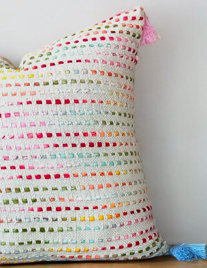 Woven Rainbow Speckled Cotton Pillow Cover - Delightful Cushion Cover