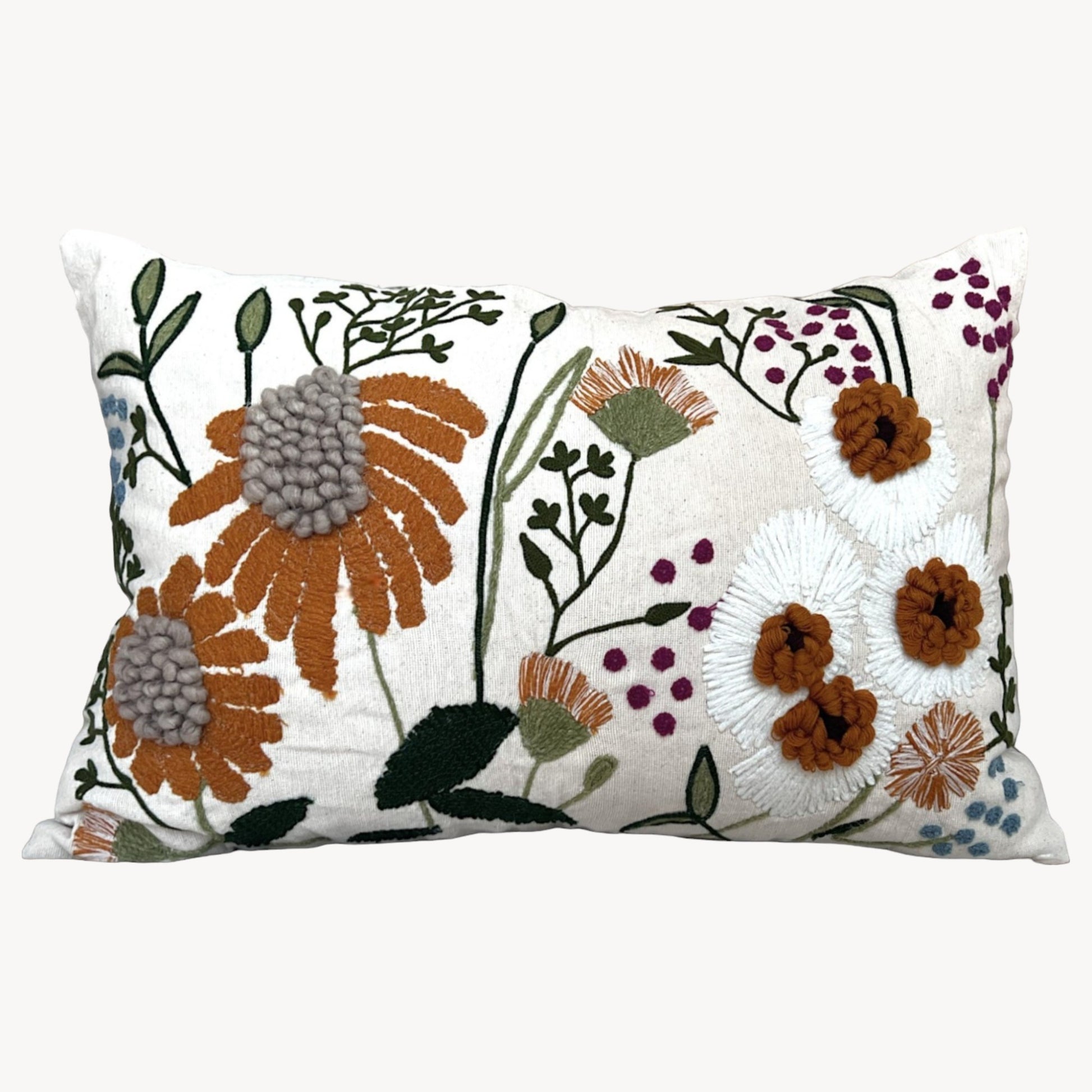 Elegant Embroidered Floral Neutral Sham Pillow - Bedroom Decor Pillow