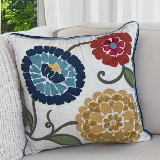 Floral Embroidered Boho throw Pillow - Home Decor Cushion 2026